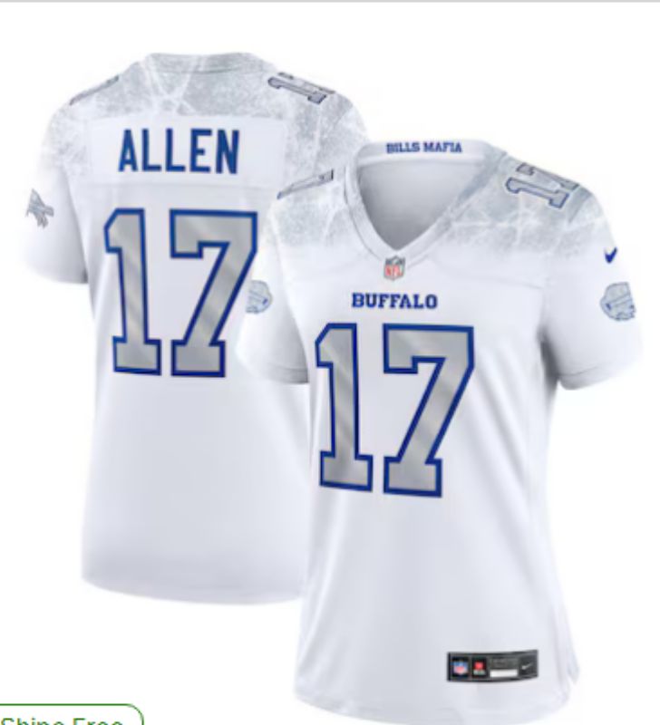 Women Buffalo Bills #17 Josh Allen Nike White 2025 Rivalries Collection Limited NFL Jersey